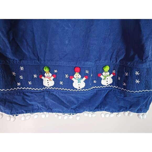 Christmas Smocked Corduroy Cotton Snowman Zuccini Toddler‎ Dress Size 4T - Picture 3 of 5